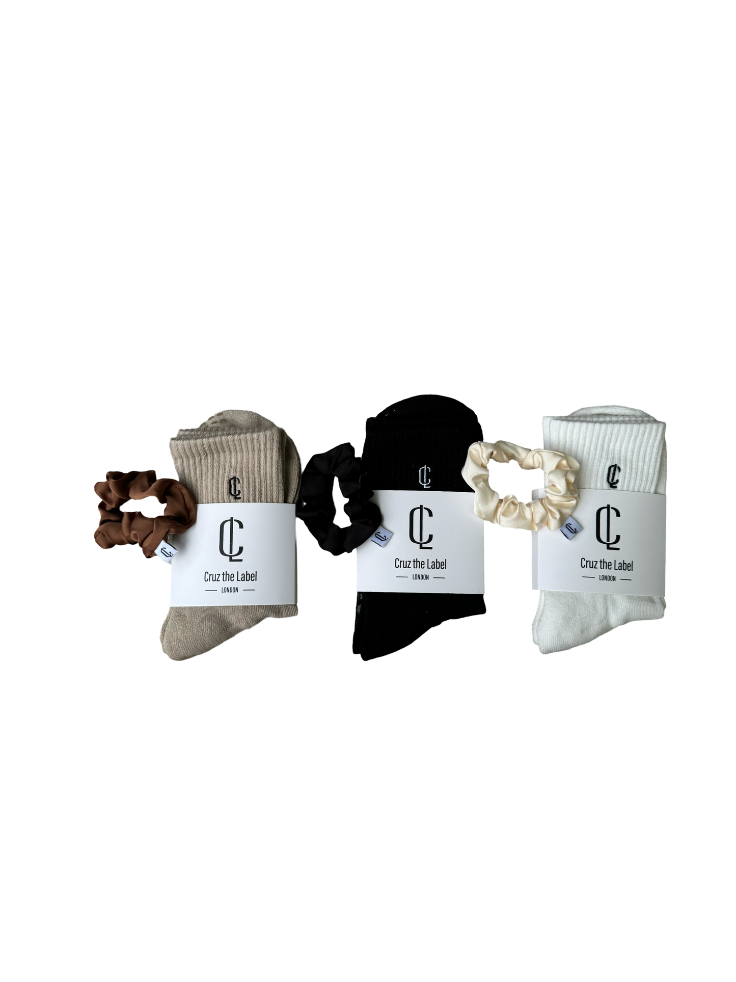 Scrunchies set of 3 - Coconut, Sand  and Smoke